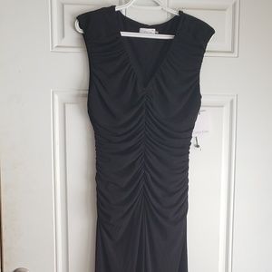Calvin Klein Black Floor-Length Ruched Dress